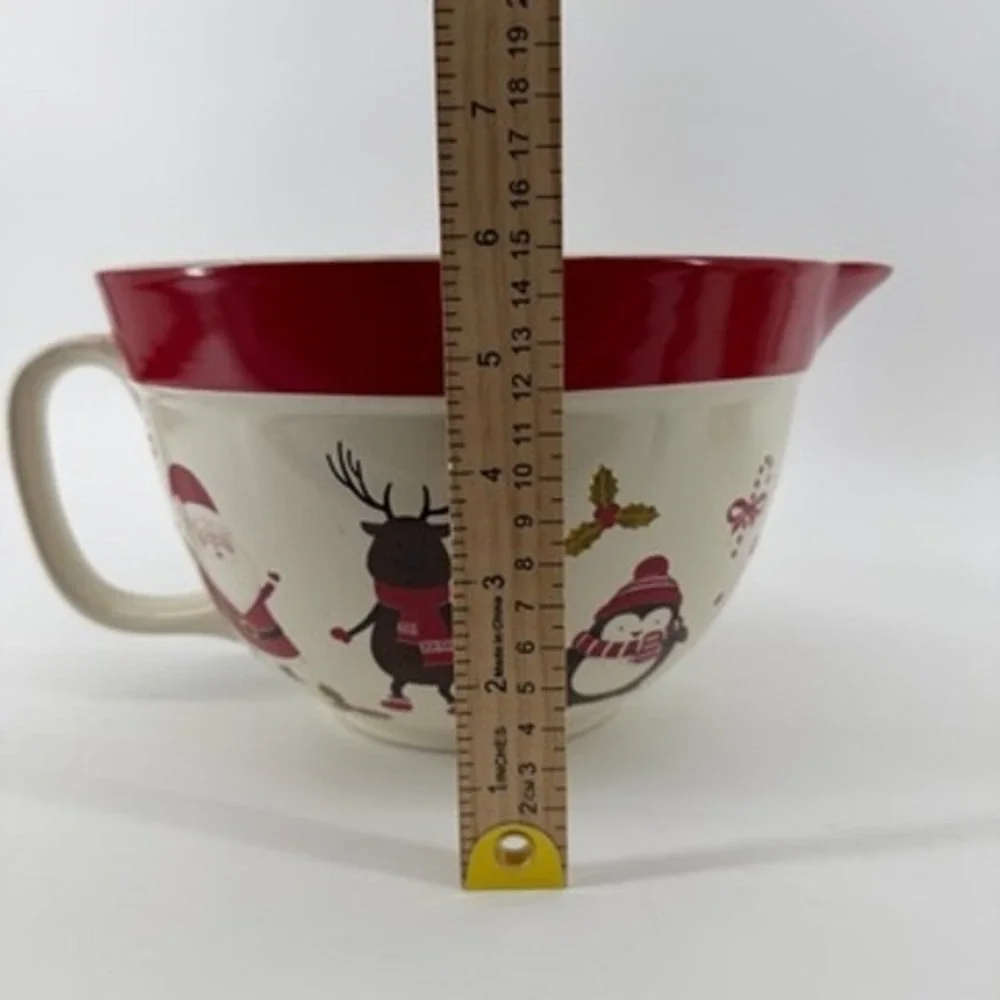The Bake Shop Masterclass Christmas Ceramic Mixing Bowl Santa Reindeer Red Cream